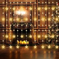 2.5M LED Christmas Lights Frosted Size Star Curtain String Lights Fairy Lights Indoor Garland Party Wedding Holiday Decoration