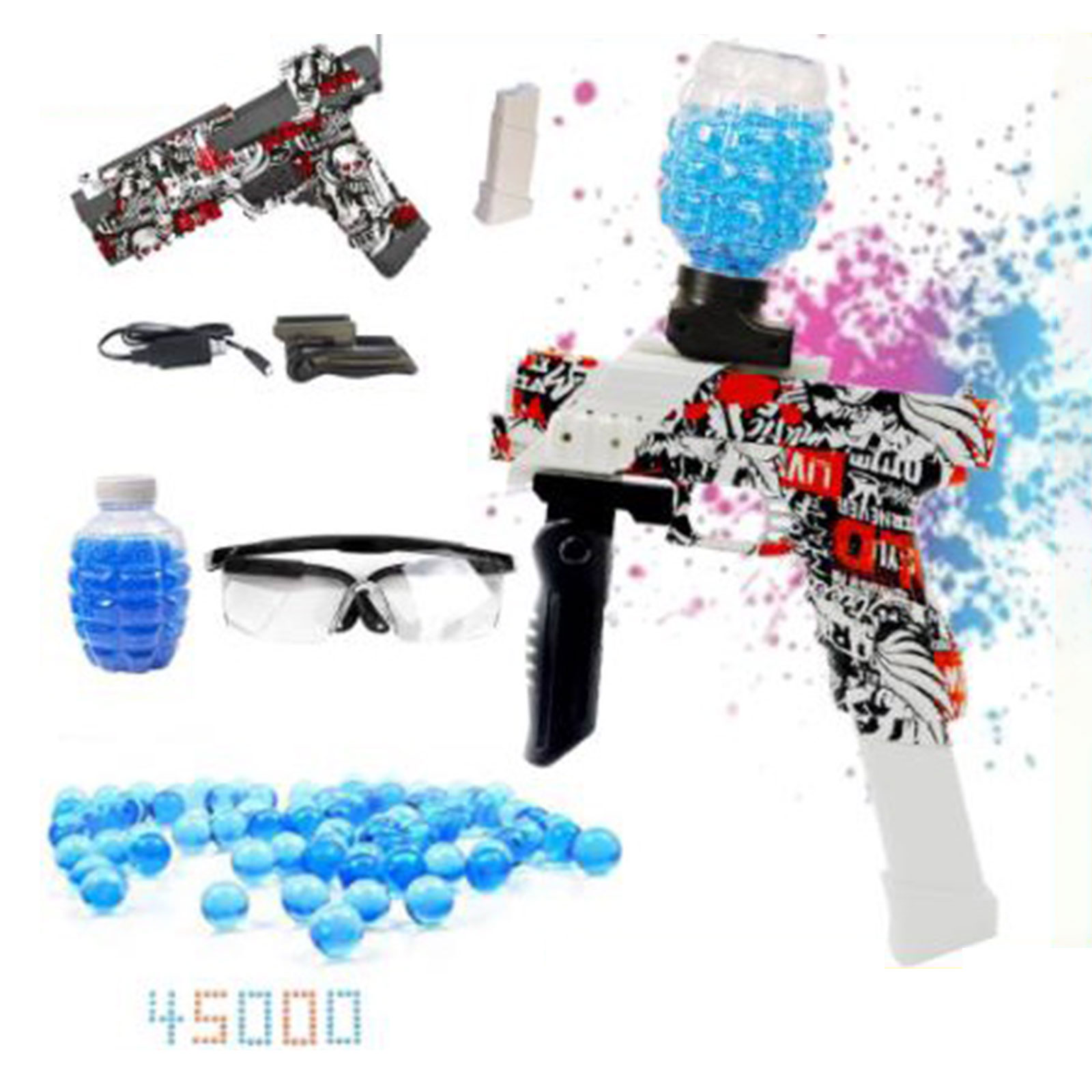 [Ready Stock] graffiti electric high speed continuous launch soft ball gel blasts gun automatic gun toys for boys