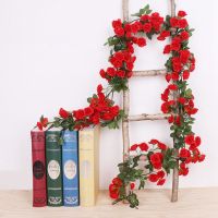 【LZ】☊☼✐  Guirlanda De Flores De Rosa Artificial Para Casamento Videira De Folhas Falsas Decoração De Quarto Decoração De Casa Arco Do Jardim 1.8m 69 Cabeças Primavera Outono