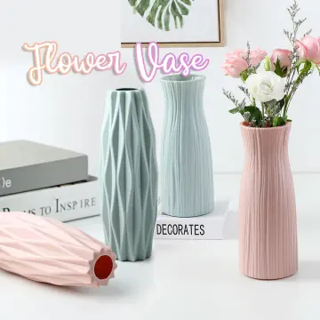 Pasu Bunga Plastik / Flowers Pot - Pasu Bunga Coklat Bercorak Cantik