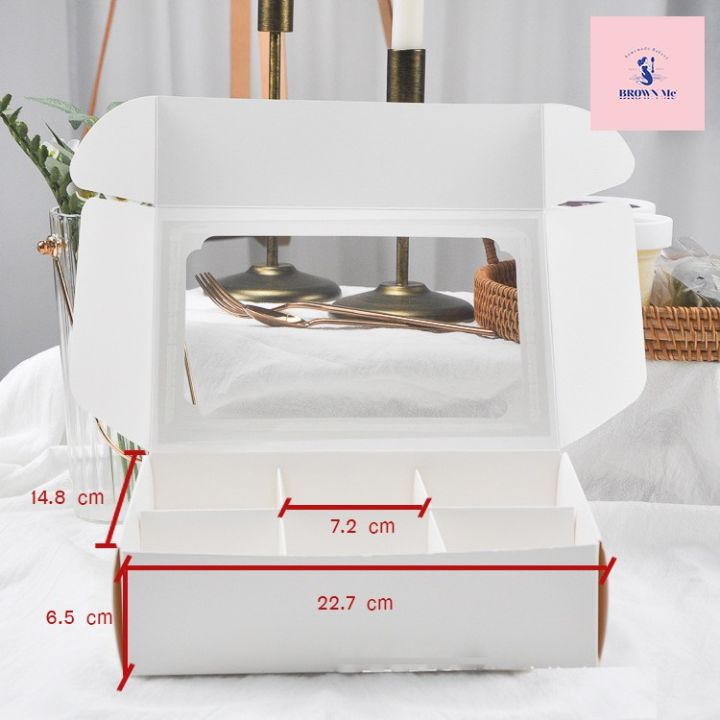 กล่องเค้ก-15x22cm-กล่องคัพเค้ก-แบ่ง-6ช่อง-สีขาว-หนา-อย่างดี-แพคละ-10กล่อง
