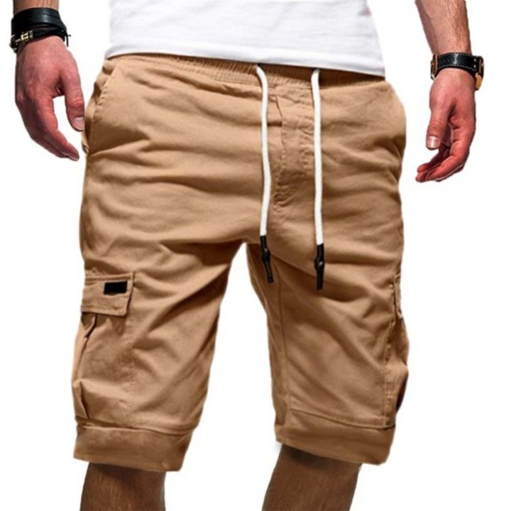 2023-summer-mens-shorts-fashion-solid-cargo-shorts-mens-clothing-lace-up-casual-pants-multiple-pockets-workwear