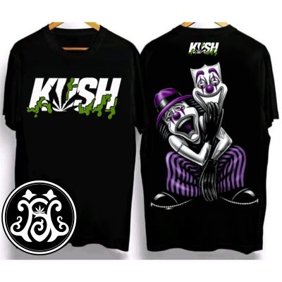 KUSH 2023 ออกแบบใหม่ Unisex เสื้อยืดที่มีสีสันผ้าฝ้าย 100% Crew neck T-shirt เสื้อยืดลำลองผู้ชาย แขนสั้นพิมพ์ลายการ์ตูนตัวตลก