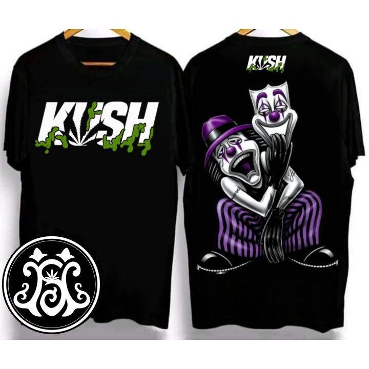 kush-2023-ออกแบบใหม่-unisex-เสื้อยืดที่มีสีสันผ้าฝ้าย-100-crew-neck-t-shirt-เสื้อยืดลำลองผู้ชาย-แขนสั้นพิมพ์ลายการ์ตูนตัวตลก