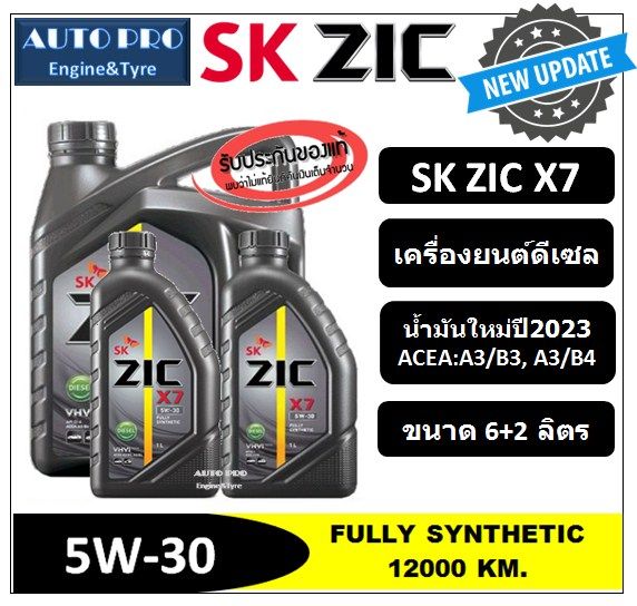 น้ำมันใหม่ผลิตปี2023-5w-30-zic-x7-6-ลิตร-2-ลิตร-สำหรับเครื่องยนต์ดีเซล-สังเคราะห์แท้-100-ระยะ-12-000-15-000-km