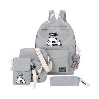 Set Multicolor Panda Design Canvas Backpack 30x10x34cm for Kids