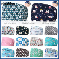 Unisex Scrub Cap With Buttons Adjustable Cartoon Printing Nursing Hat Surgery Caps Lab Work Hat หมวกผ่าตัด Women