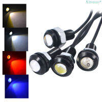 Aitemay ไฟรถยนต์18มม. กันน้ำ,ไฟ LED ตานกอินทรีย์ DRL ไฟถอยหลังโคมไฟแต่งรถ DIY 2ชิ้น