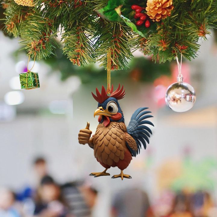 งานเครื่องประดับรูปไก่รูปไก่ของตกแต่งต้นคริสต์มาสงานทำมือสำหรับลานระเบียงและของแท้คุณภาพสูงสวน