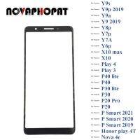 กระจกที่ตรวจจับ LCD ดิจิไทเซอร์สีดำสำหรับ Huawei Y9s Y9p Y9a Y9 Y8p Y7p Y7A Y6p เล่นโปร3 4T แผงเลนส์กระจกหน้าจอสัมผัส