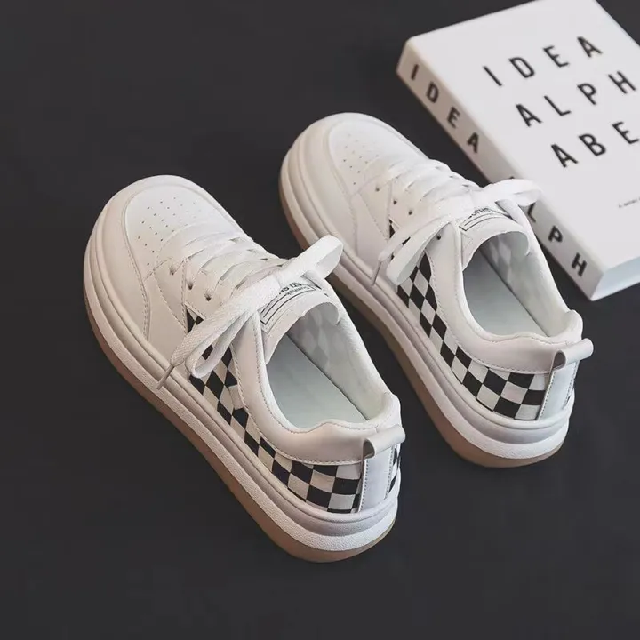 New Korean Fashion Checkered Thick Button Sneakers For Women MK171 ...