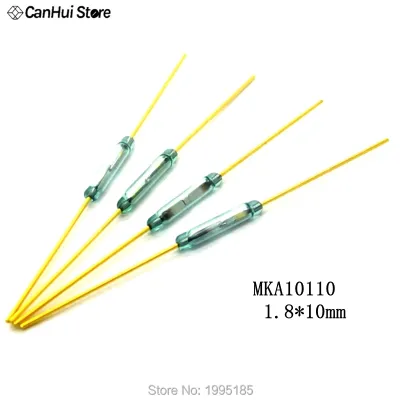 10pcs MKA10110 Reed Switch 1.8x10mm Magnetic Control Switch Green Glass Reed Switches Glass Normally Open NO Contact For Sensors