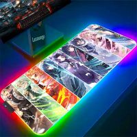 【YF】 Anime Mousepad Demon Slayer RGB LED Game Mats Mause Pad Office Accessory Company Yugioh Playmat Mouse Carpet Gaming Computer Rug