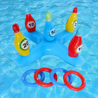 Inflatable Pool Bowling Toss Game Inflatable Floating Hoops with Rings Outdoor Swimming Pool accessories Summer Water Play