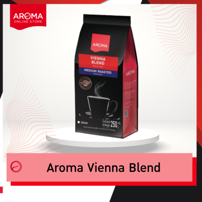 Aroma Coffee เมล็ดกาแฟคั่ว Vienna Blend Bend (ชนิดเม็ด) (250 กรัม/ซอง)