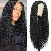 FGY 28 Inch African Women Long Black Curly Natural Wave Synthetic Wig Halloween Cosplay Party High Temperature Fiber Hair Wigs [ Hot sell ] Decoration Center