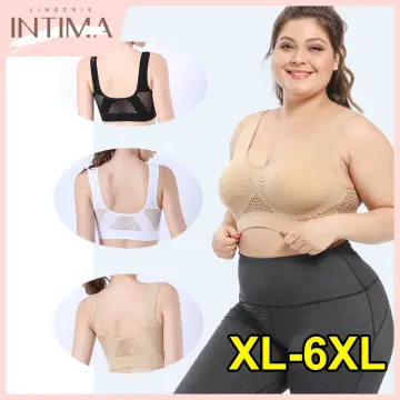 Front Closure Push Up Seamless Bra Women Breathable Soft Lace Underwear  Thin Cup Wireless Lingerie Plus Size M-5XL (Color : Coffee, Size : XXXXXL)