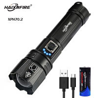 Haixnfire H38 ไฟฉาย LED XHP70เลนส์นูน,ไฟฉายใช้แบตเตอรี่26650กำลังสูงหมุนซูมได้ไฟฉาย โคมไฟ Xhp70.2ไฟฉายแรงสูงมากที่สุดกันน้ำได้สำหรับตั้งแคมป์