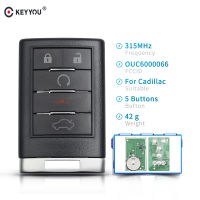 KEYYOU OUC66 Replacement Keyless Entry Remote Key Control Fob 5 Buttons For Cadillac Escalade STS CTS DTS 2008- 2011