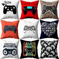 RZN Gamer Game Controller Joypad Joystick Cushion Cover Red Plaid Throw Pillow Covers 45x45cm for Home Sofas