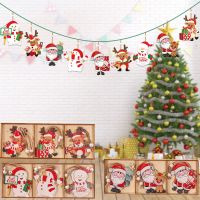 9pcs Cartoon Santa Claus Snowman Elk Wooden Pendant Christmas Tree Decorations Hanging Ornament New Year Kids Gift Christmas Ornaments