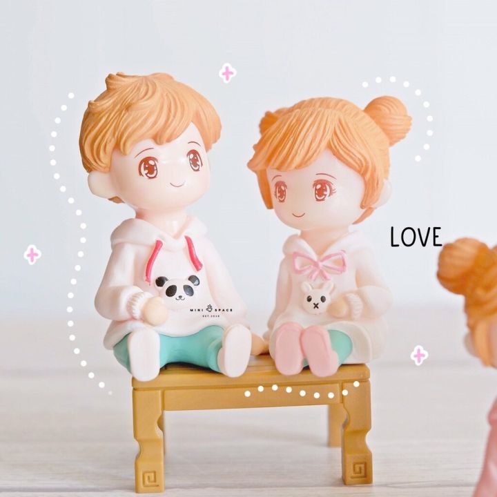 lover-doll-ตุ๊กตาจิ๋วชายหญิงคู่รักเสื้อลายการ์ตูน-ตุ๊กตาคู่รัก-ตุ๊กตาคู่รักตกแต่งบ้าน