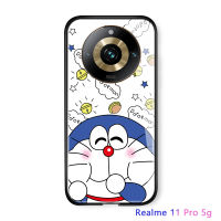 การ์ตูน Realme 11 Pro 5G Realme 11 Pro + 5G สุดหรู5G สำหรับเด็กผู้หญิงเคสแมวโดราเอมอนกระจกนิรภัยมันวาวเคสโทรศัพท์ขอบนุ่มด้านหลัง