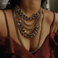 【CC】✓ Corinada SHIXIN Punk Exaggerated Layered Thick Cuban Choker Hippie Night Jewelry Gifts