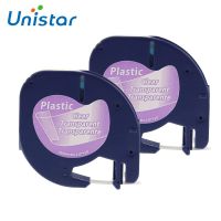 Unistar 2ชิ้นเข้ากันได้ Dymo Letratag เทป12มิลลิเมตรสีดำบนเทปใส12267สำหรับ Dymo เครื่องพิมพ์ฉลาก Dymo Letratag พลาสติก