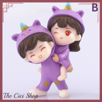 [ร้าน Cici] คู่รักขนาดเล็กภูมิทัศน์ขนาดเล็ก Figurines งานฝีมือพลาสติกสำหรับสวน DIY