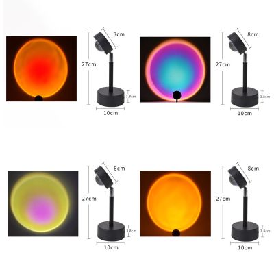 Rainbow Projection Lamp USB Table Bedside Night Light Bedroom Bar Cafe Party LED Atmosphere Light Projector Decor
