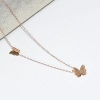 COD Express Korea Ins Rose Gold Butterfly Pendant Titanium Steel Necklace Light Luxury Niche Necklace for Girlfriend