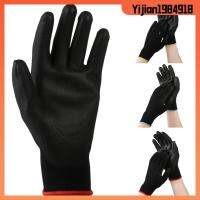 YIJIAN1984918 1/6 Pairs ป้องกันไฟฟ้าสถิตย์ ไนลอน สีดำ การคุ้มครองแรงงาน ยูรีเทน เคลือบ ถุงมือทำงาน