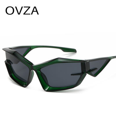 OVZA แว่นตาแฟชั่นแว่นตากันแดดผู้ชายรุ่นเทคโนโลยีย้อนยุคและผู้หญิงแว่นตาโกธิคใหญ่สไตล์เท่ S1127กันยูวี