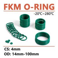 Thickness CS 4mm Green FKM Fluorine Rubber O Ring Gasket OD 14-100mm Round O-Rings Seal Washer Oil and Acid Resistant High Temp Gas Stove Parts Access