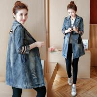 AngelCityMall สไตล์เกาหลีสไตล์หลวม Fit แขนยาว DENIM Trench Coat แจ็คเก็ตผู้หญิงฤดูใบไม้ร่วงกลางฤดูใบไม้ร่วงใหม่