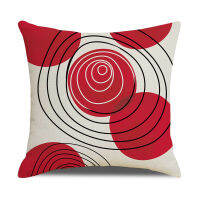caosu Minimalist Linen Pillow Cover in Black and Red for Home Décor