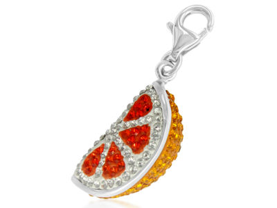 GM Crystal Fashion Fruit collection Silver 925 Charm pendant jewellry Orange 16.5mm