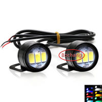 Bochang 2ชิ้นตาเหยี่ยว3SMD 5730ไฟ LED ย้อนกลับไฟสำรอง DRL ไฟวิ่งกลางวันไฟตัดหมอกไฟสัญญาณสำหรับรถจักรยานยนต์สีขาว12V