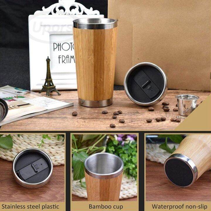 reusable-cup-bamboo-coffee-cup-stainless-steel-coffee-travel-mug-with-leak-proof-cover-insulated-coffee-accompanying-cup