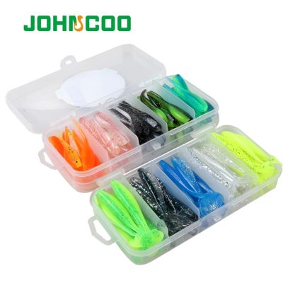 50pcs Fishing Lure Soft Bait Shrimp Bait 5cm5.5cm Jigging T-tail UL Fishing Soft Lure Rockfish Bait Artificial Rubber Trout Jig