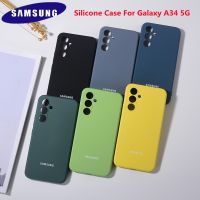 Original Samsung A34 A13 5G Liquid Silicone Case Soft Back Cover For Galaxy A54 A14 5G Silky Phone Full Protection Shell &amp; Logo Phone Cases