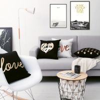 【Home aesthetics】ฟอยล์สีทองขาวดำ 【Home aesthetics】 เบาะ Love สแกนดิเนเวีย Almofadas Decorativas หมอนอิงตกแต่งโซฟาพาราหมอนอิงการตกแต่งบ้าน