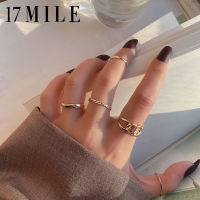 17MILE ออกแบบใหม่ Punk Minimalist แหวนสีทองสำหรับผู้หญิง Vintage Simple Chain เปิด Knuckle แหวนชุดเครื่องประดับเกาหลี Joint Rings