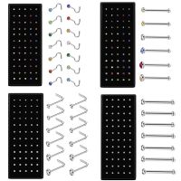 60pcs Straight L-Shaped Nose Rings Kit Stud Earrings Screw Stainless Steel Nose Piercing Set Nose Pin for Women Men Body Jewelry Body jewellery