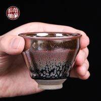 Jianyang color gold oil drop Jianzhan cup single kung fu teacup pure handmade master cup female ceramic trumpet