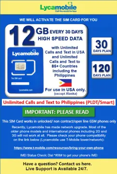  Lyca Mobile $29 60 Day Plan U.S.A. SIM Card with