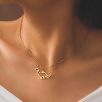 ◈₪ Stainless Steel Necklaces Hollow Dinosaur Animal Pendant Mans Chain Choker Fashion Necklace For Women Jewelry Party Best Gifts