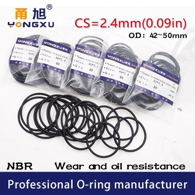 20PCS/lot Black NBR Sealing O-Ring CS2.4mm Thickness OD42/44/45/48/50*2.4mm O Rings Seal Rubber Gasket Washer Gas Stove Parts Accessories