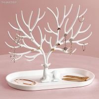 ✒❐卍 White Deer Antlers Jewelry Holder Storage Deer Tree Jewelry Tower Stand Jewelry Organizer Display For Earrings Necklace Rings